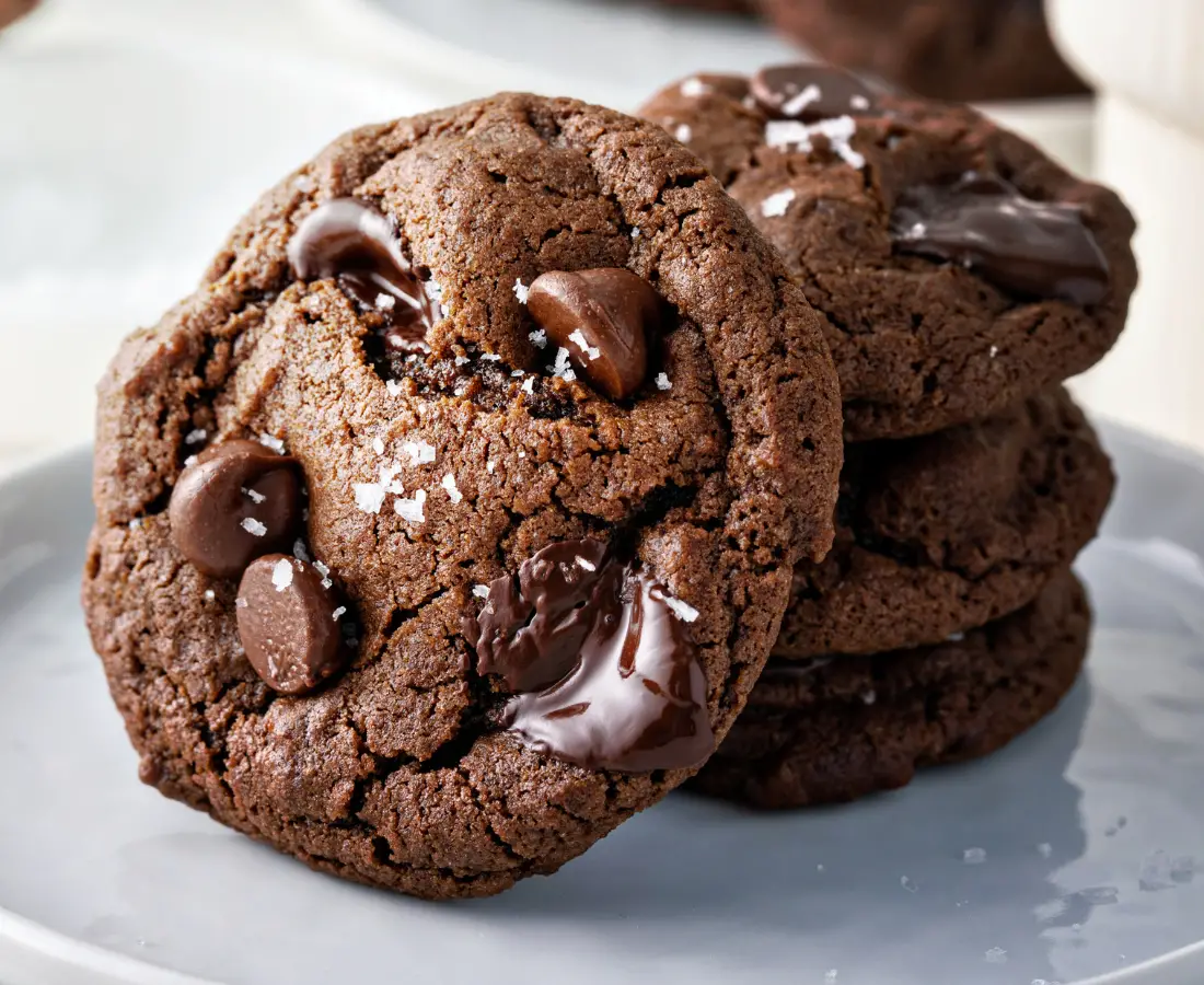 Soft Batch Double Chocolate Chip Cookies